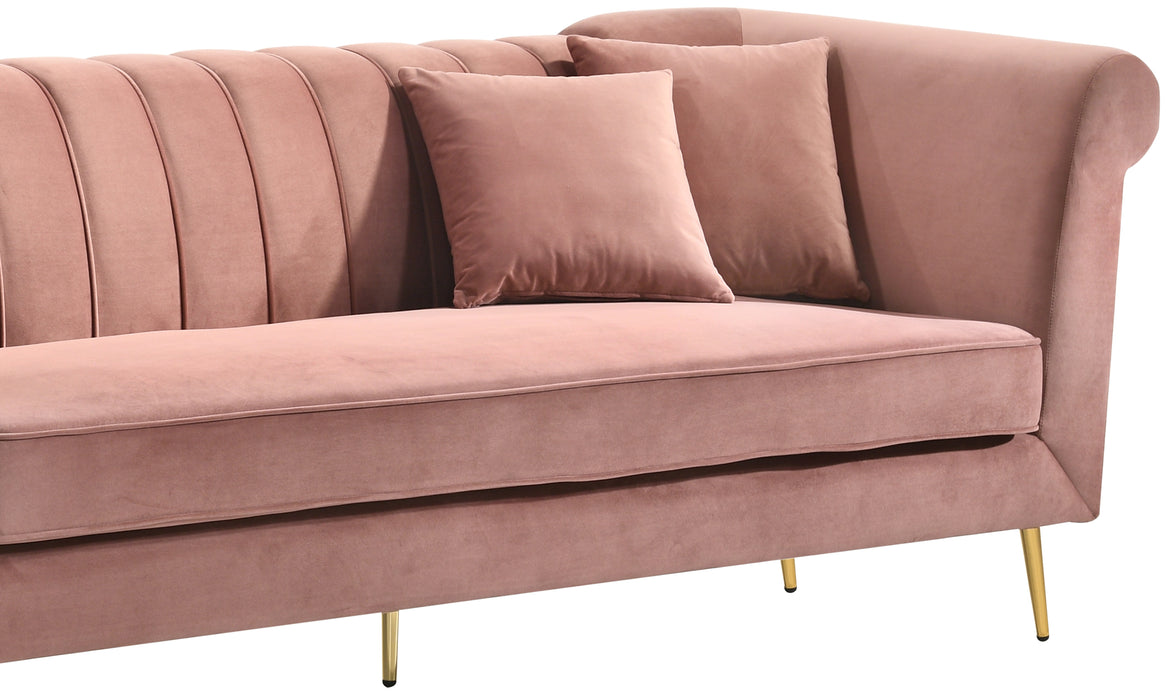 Lexington Transitional Style Coral Sofa with Gold Finish