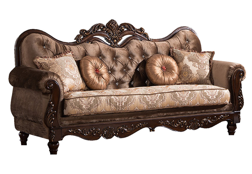 Zoya Traditional Style Sofa in Cherry finish Wood
