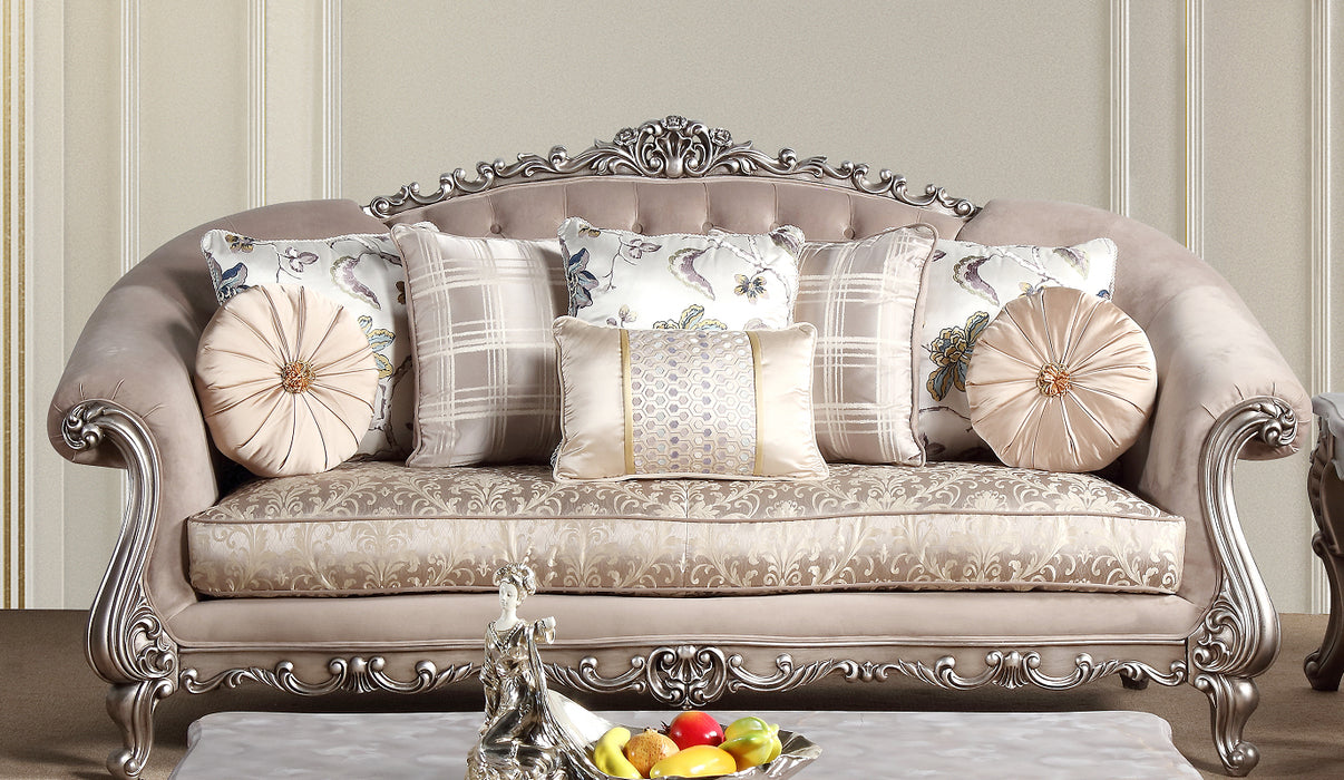 Cristina Traditional Style Sofa in Silver finish Wood