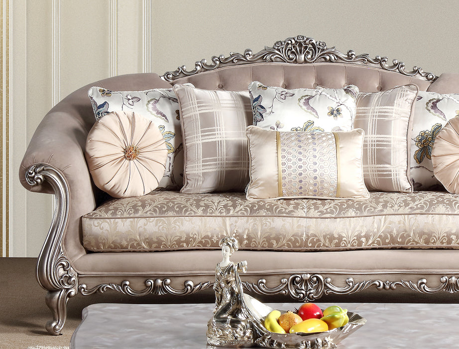 Cristina Traditional Style Sofa in Silver finish Wood