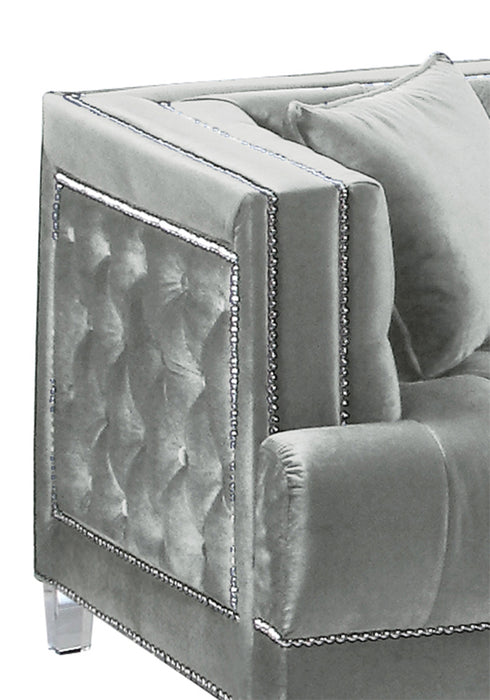 Kendel Silver Modern Style Gray Sofa with Acrylic Legs