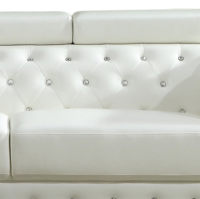 Charlise Modern Style White Sofa in Faux Leather