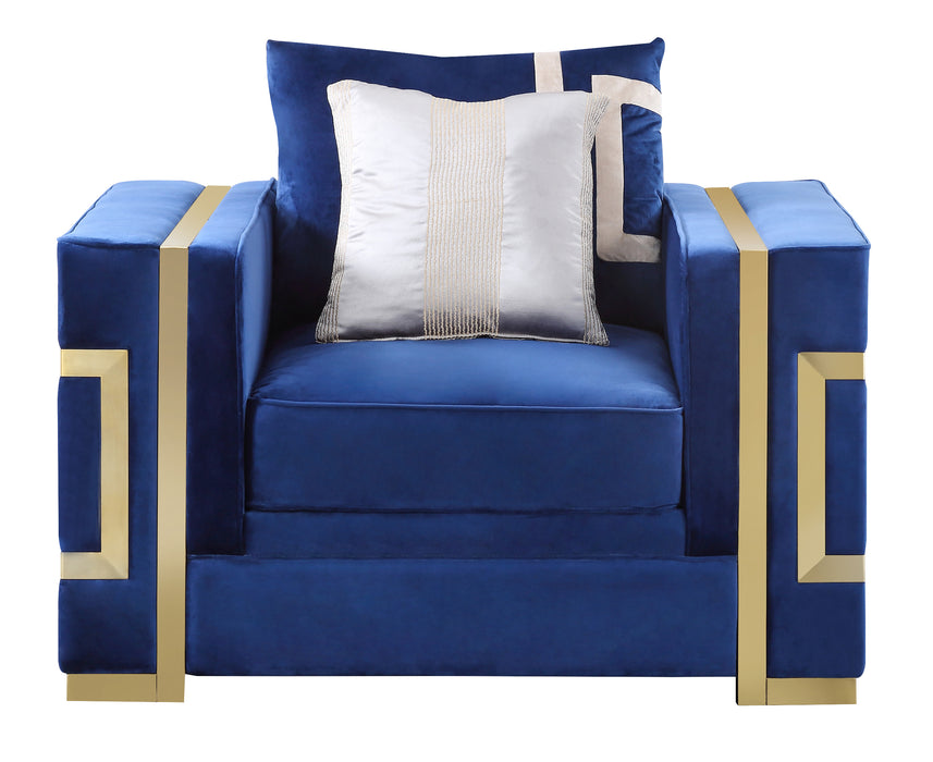 Lawrence Modern Style Navy Chair with Gold Finish