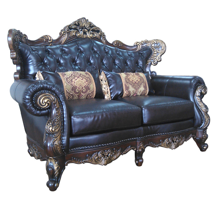 Britney Traditional Style Loveseat in Cherry finish Wood