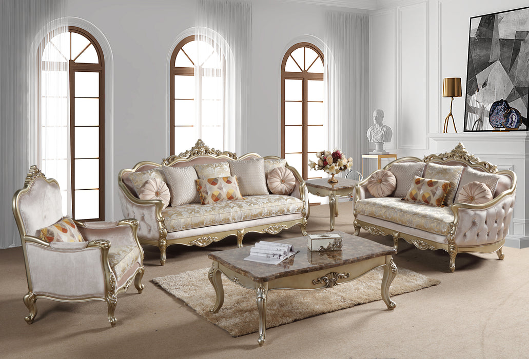 Diana Traditional Style Loveseat in Champagne finish Wood
