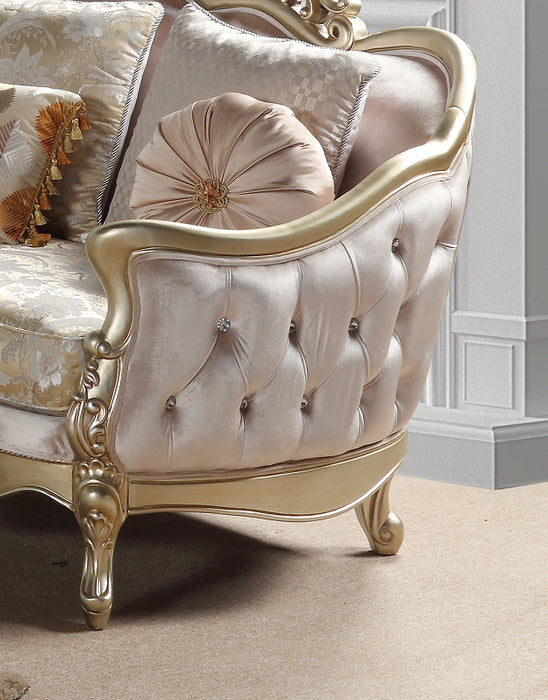 Diana Traditional Style Loveseat in Champagne finish Wood