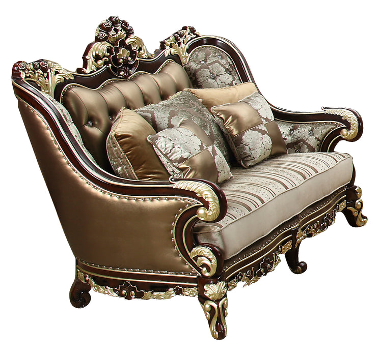 Monica Traditional Style Loveseat in Cherry finish Wood