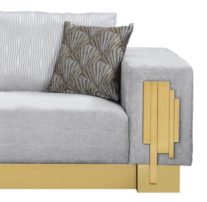 Megan Modern Style Gray Loveseat with Gold Finish
