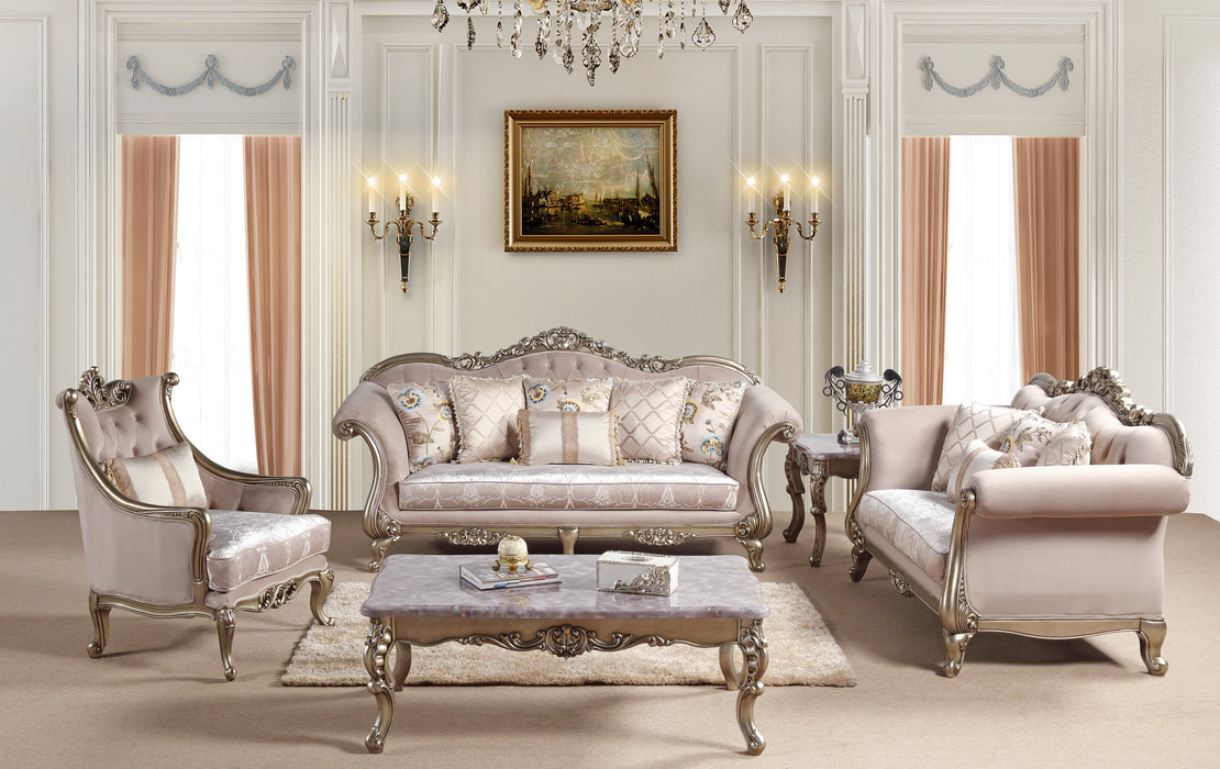 Ariana Traditional Style Loveseat in Champagne finish Wood