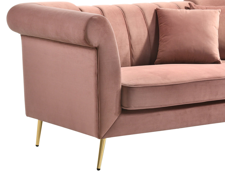 Lexington Transitional Style Coral Loveseat with Gold Finish