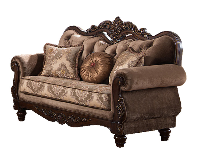 Zoya Traditional Style Loveseat in Cherry finish Wood