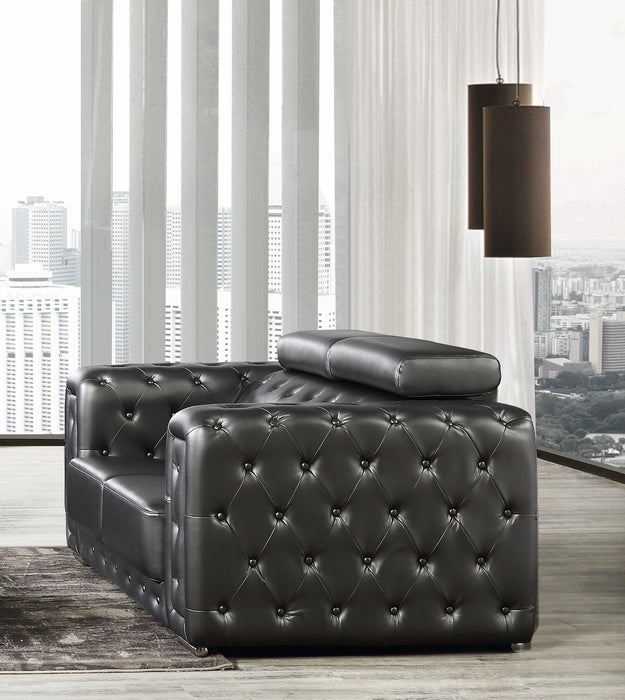 Charlise Modern Style Silver Loveseat in Faux Leather