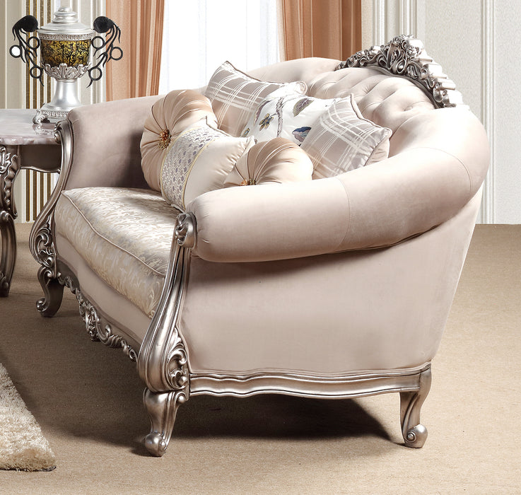 Cristina Traditional Style Loveseat in Silver finish Wood