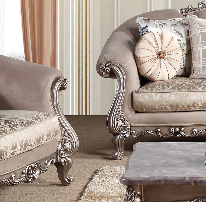 Cristina Traditional Style Loveseat in Silver finish Wood