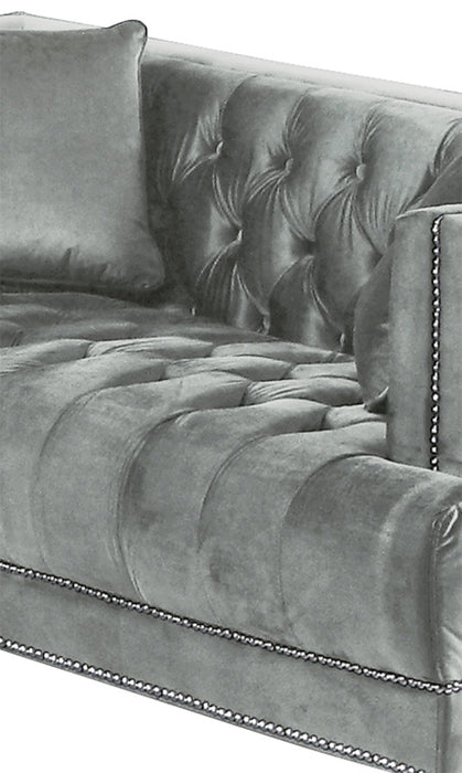 Kendel Silver Modern Style Gray Loveseat with Acrylic Legs