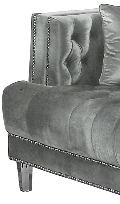 Kendel Silver Modern Style Gray Loveseat with Acrylic Legs