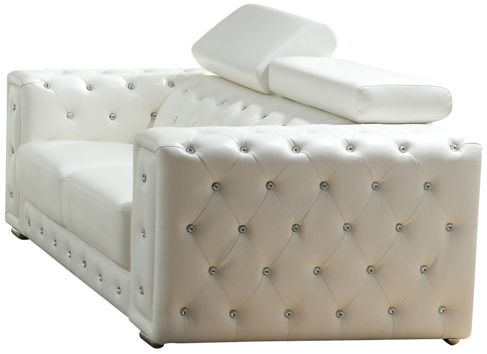Charlise Modern Style White Loveseat in Faux Leather