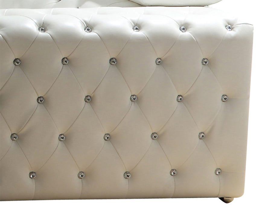 Charlise Modern Style White Loveseat in Faux Leather