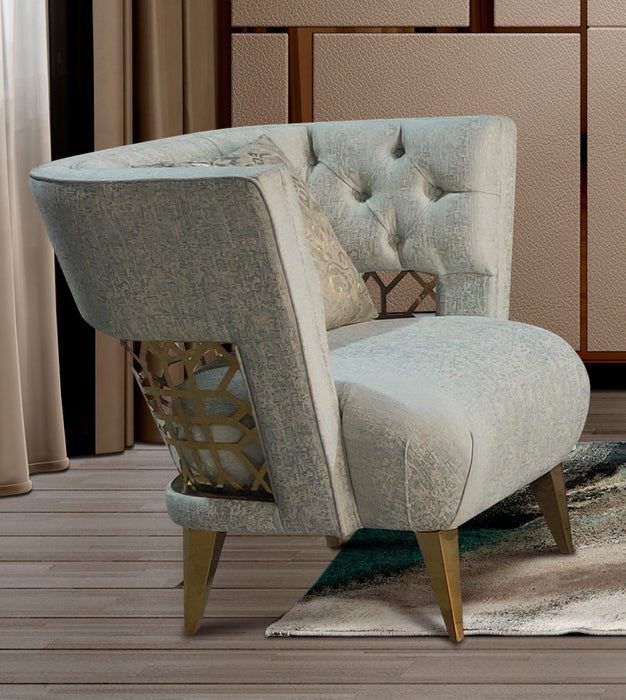 Naima Transitional Style Teal Chair with Gold Finish