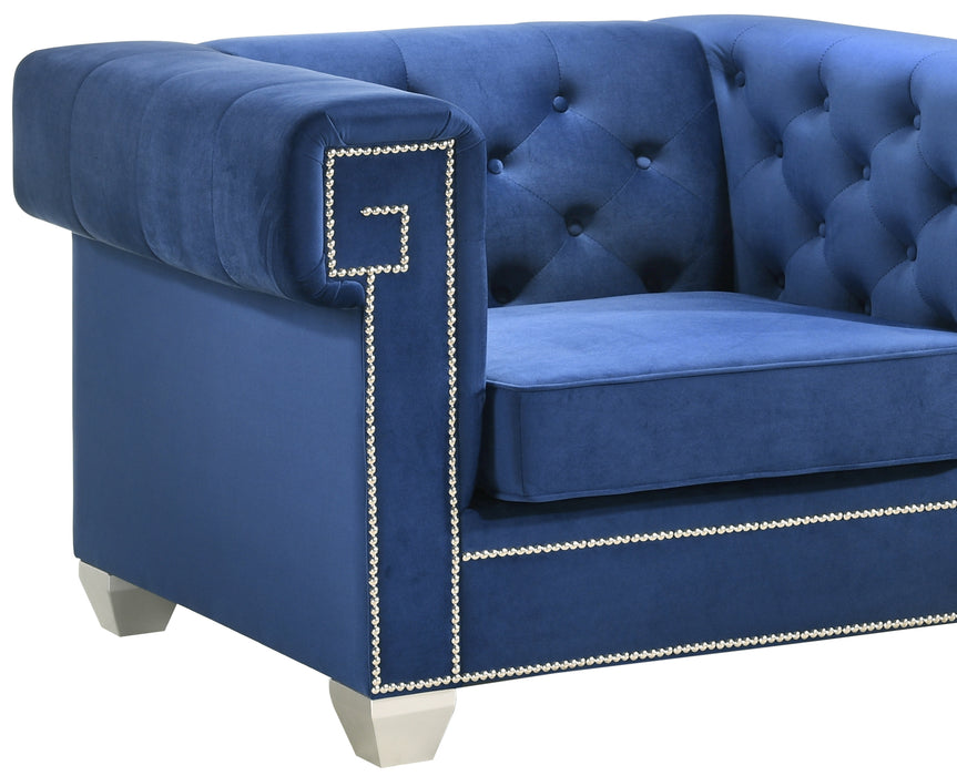 Clover Modern Style Blue Chair with Steel Legs