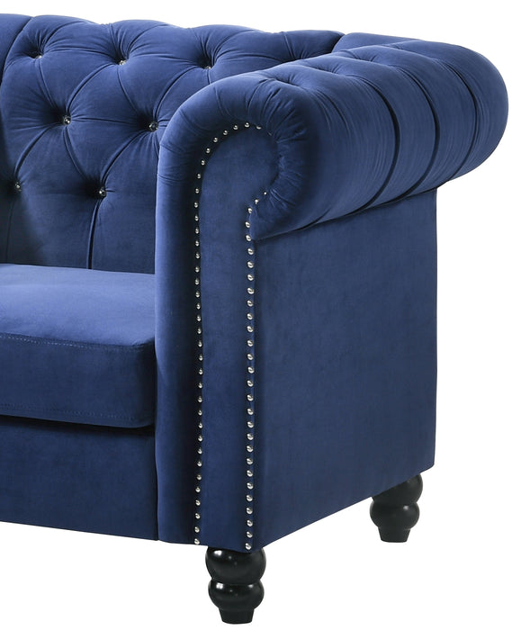 Maya Transitional Style Navy Chair with Espresso Legs