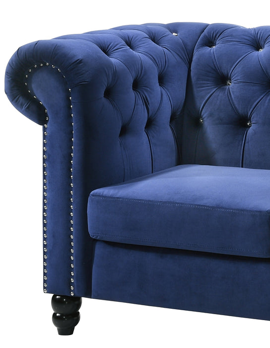 Maya Transitional Style Navy Chair with Espresso Legs