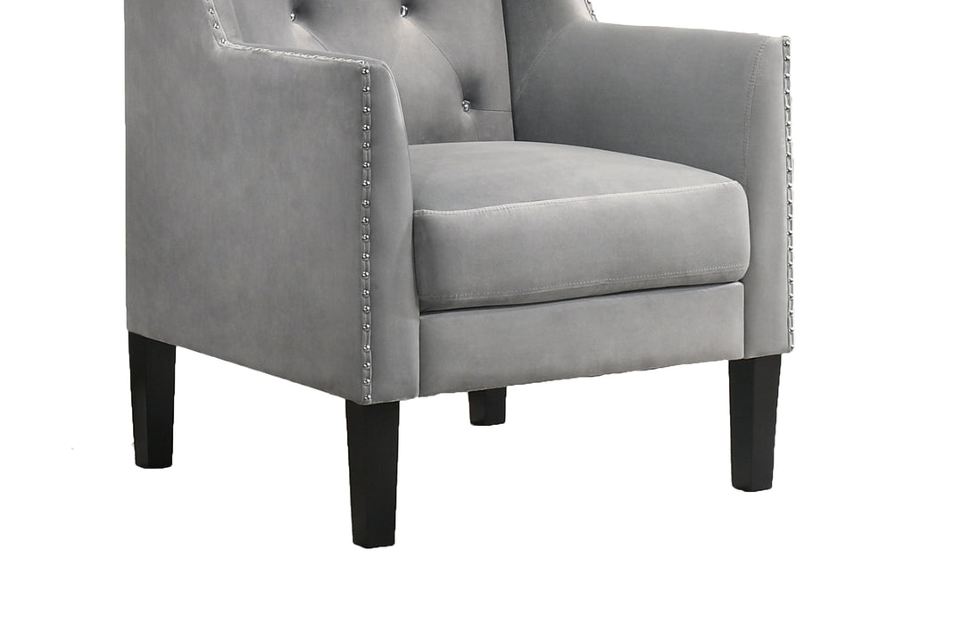 Hollywood Transitional Style Silver Accent Chair