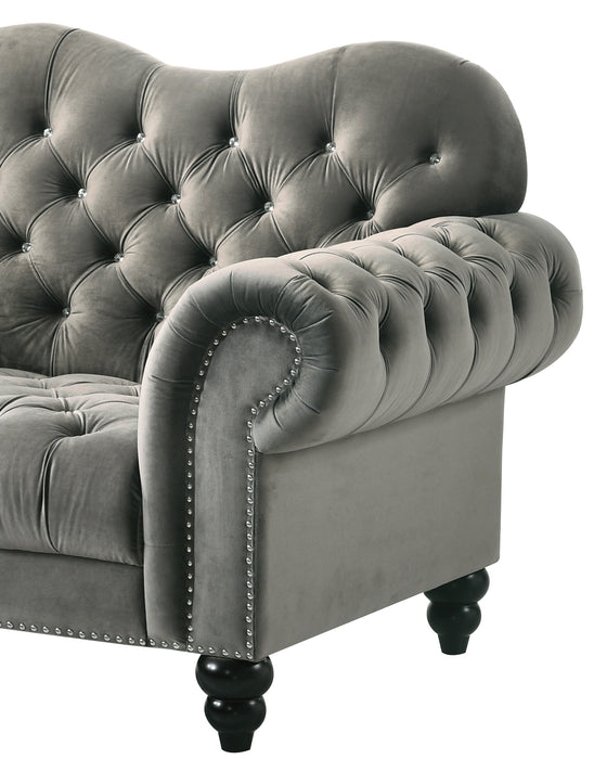 Gracie Transitional Style Gray Chair with Espresso Legs