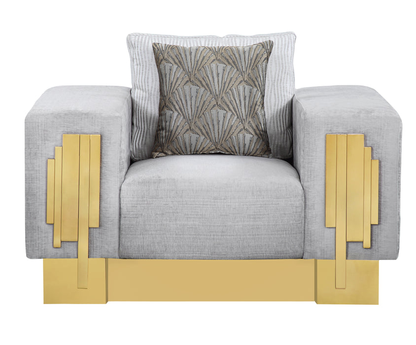 Megan Modern Style Gray Chair with Gold Finish