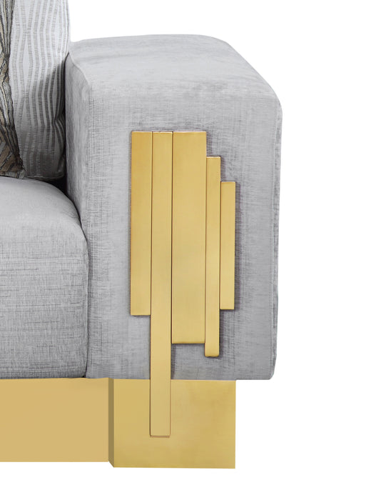 Megan Modern Style Gray Chair with Gold Finish