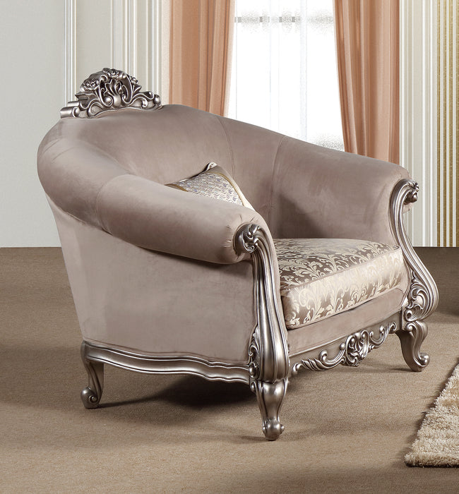Cristina Traditional Style Chair in Silver finish Wood