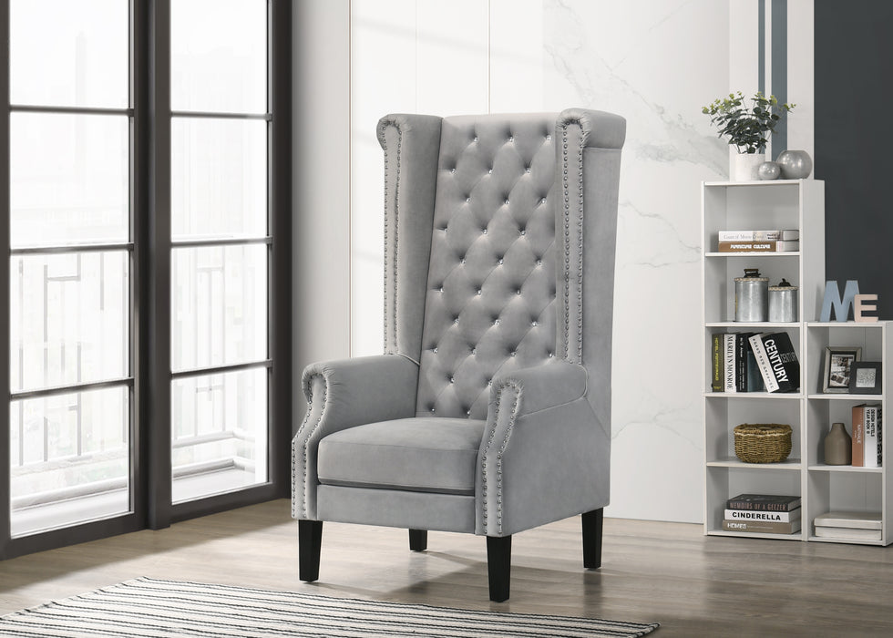 Bollywood Transitional Style Silver Accent Chair