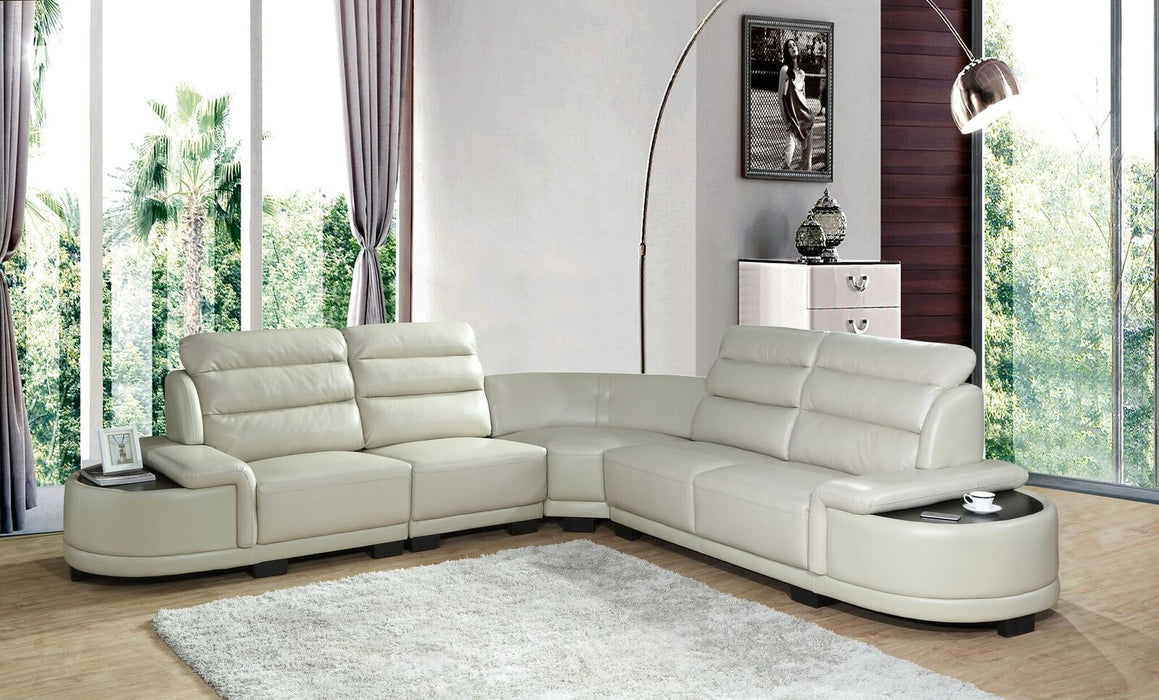 Orchid White Sectional in Faux Leather