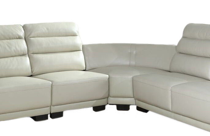 Orchid White Sectional in Faux Leather
