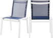 Nizuc Navy Mesh Waterproof Fabric Outdoor Patio Aluminum Mesh Dining Chair image