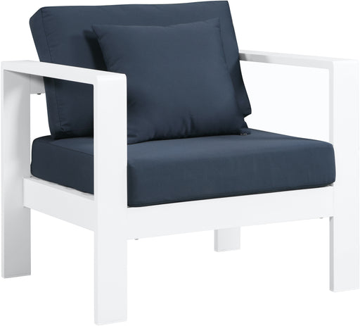 Nizuc Navy Waterproof Fabric Outdoor Patio Aluminum Arm Chair image