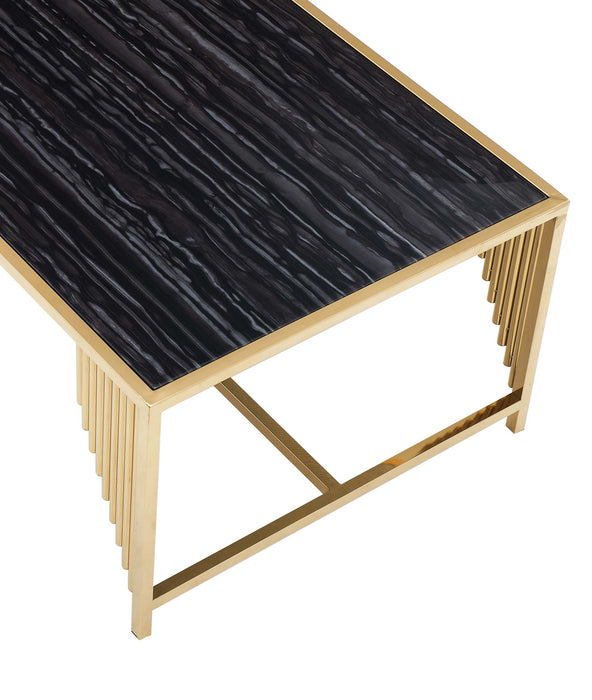 Belva Modern Style Marble Coffee Table with Metal Base