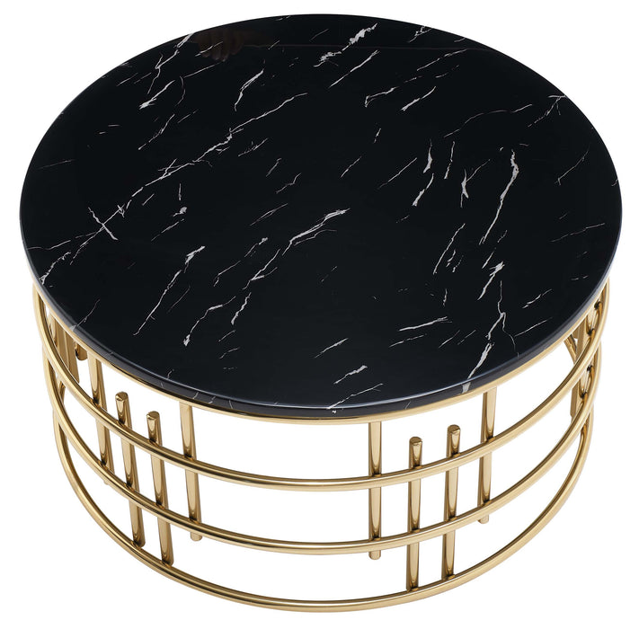 Carissa Modern Style Marble Coffee Table with Metal Base