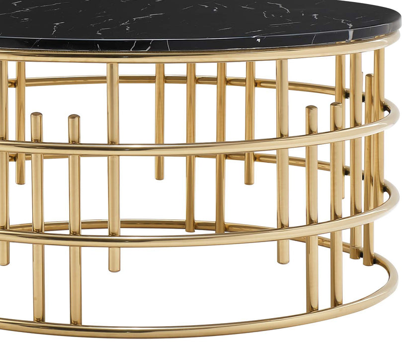 Carissa Modern Style Marble Coffee Table with Metal Base