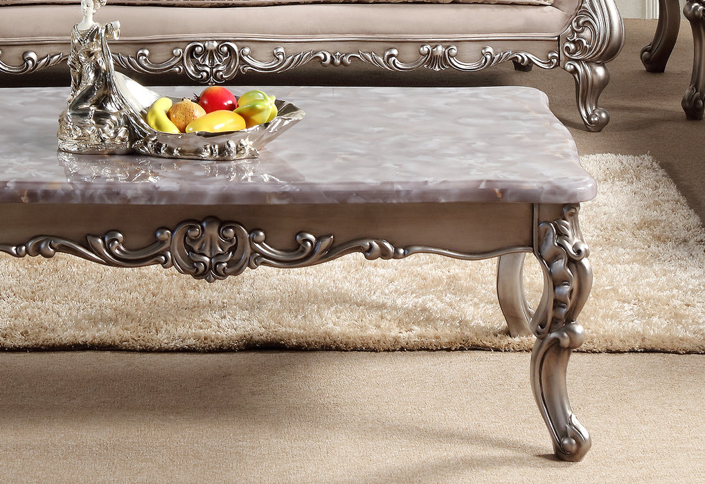 Cristina Traditional Style Coffee Table in Silver finish Wood