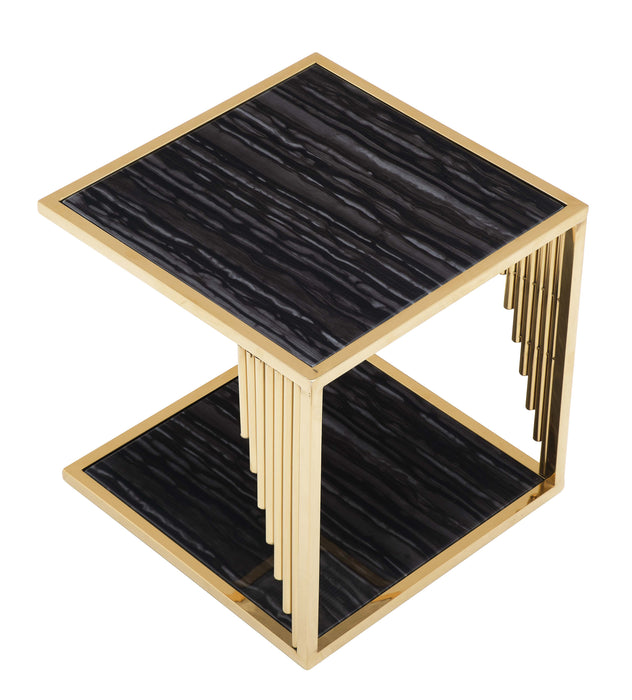 Kari Modern Style Marble End Table with Metal Base