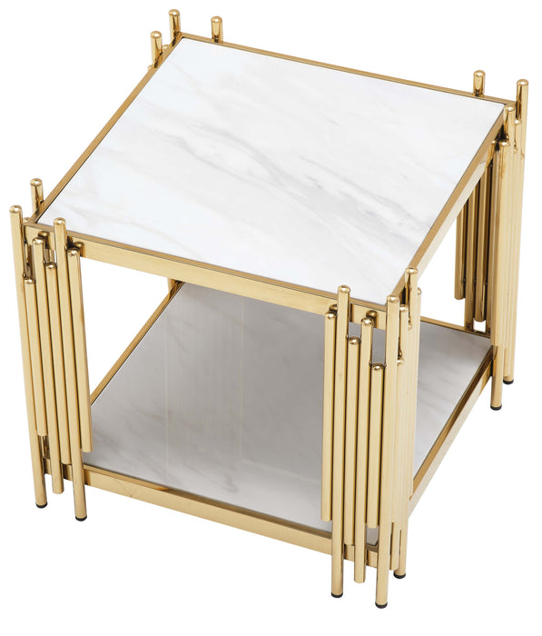 Jaden Modern Style Marble End Table with Metal Base