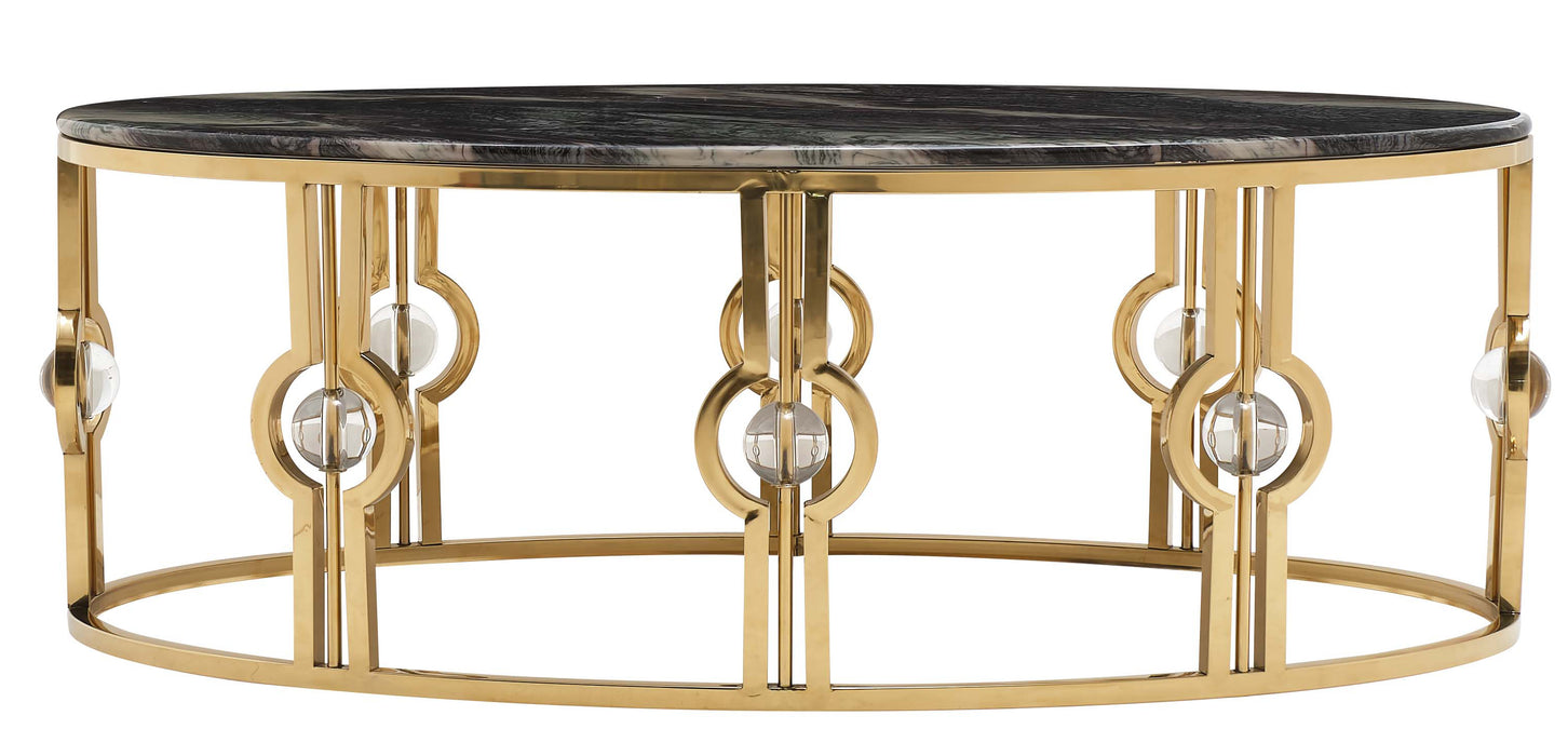 Anika Modern Style Marble Coffee Table with Metal Base