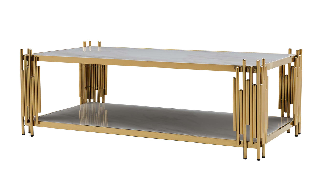 Lawrence Modern Style Marble Coffee Table with Metal Base