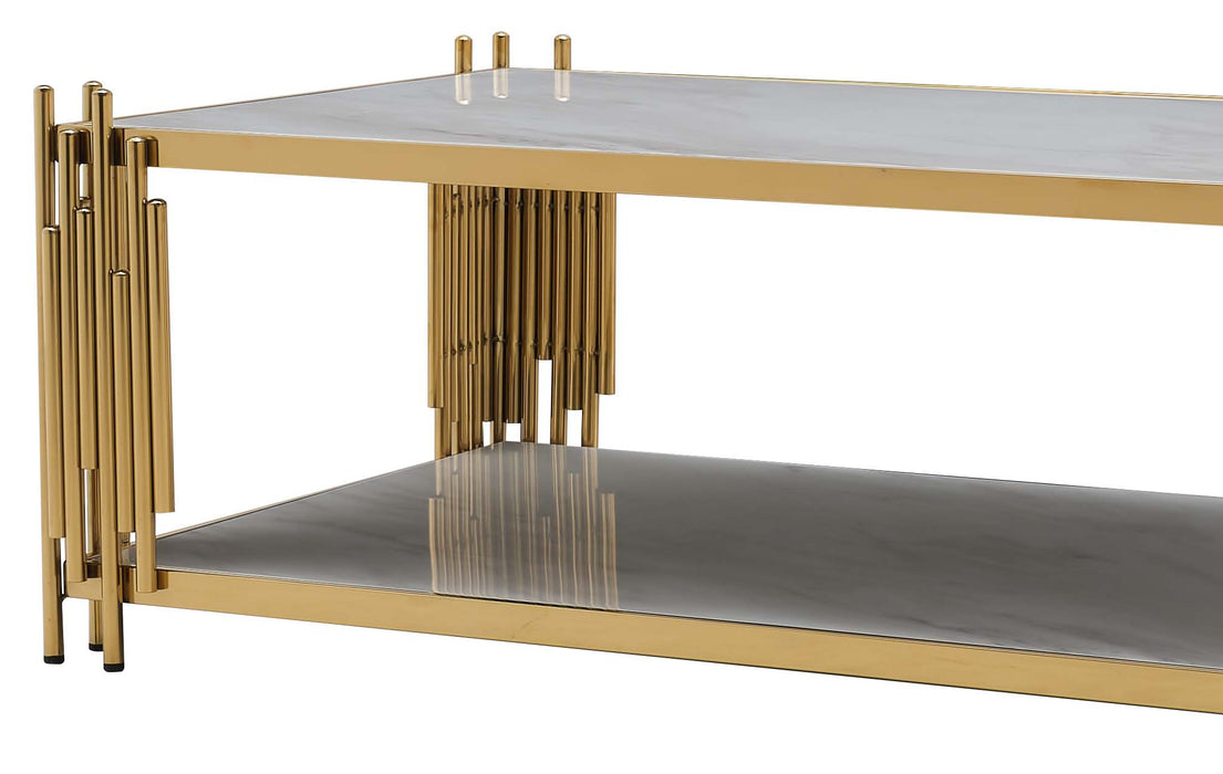 Lawrence Modern Style Marble Coffee Table with Metal Base