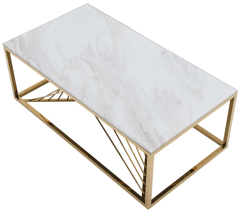 Samira Modern Style Marble Coffee Table with Metal Base