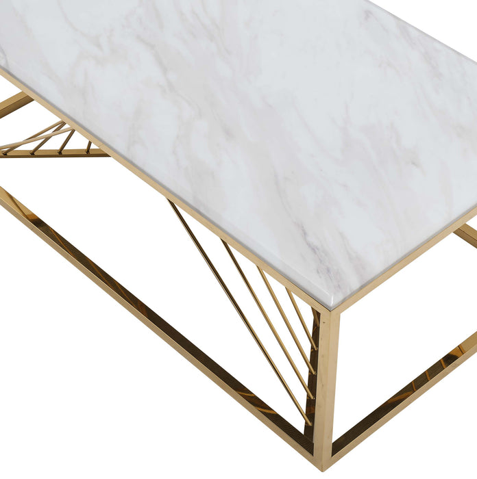 Samira Modern Style Marble Coffee Table with Metal Base