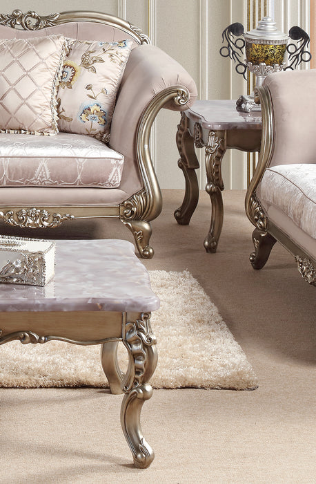 Ariana Traditional Style End Table in Champagne finish Wood