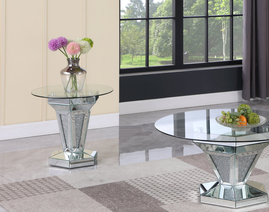 Diva Modern Style Glass End Table with Silver fiinish