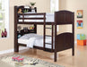 Parker Transitional Cappuccino Twin-over-Twin Bookcase Bunk Bed image